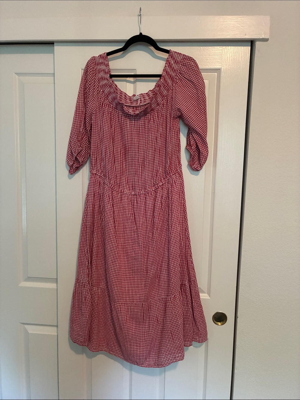 Old Navy Red Gingham Midi Dress